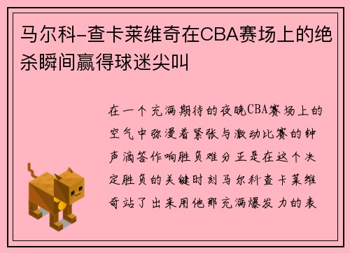 马尔科-查卡莱维奇在CBA赛场上的绝杀瞬间赢得球迷尖叫